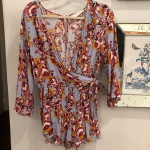 Blue Floral Romper